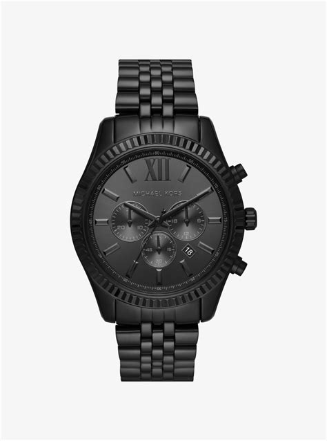 michael kors oversize men'|Michael Kors black tone watch.